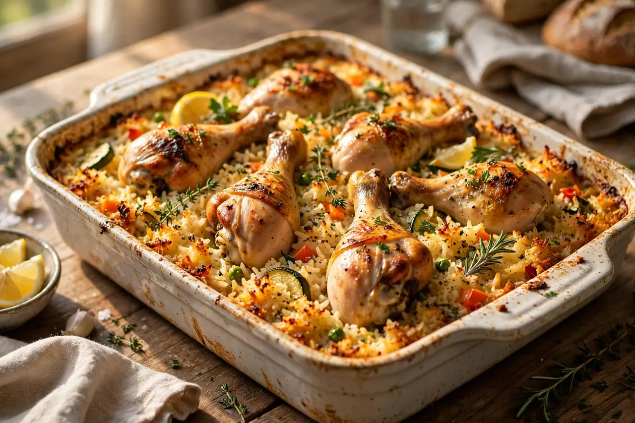 Cheap Chicken Leg and Rice Bake